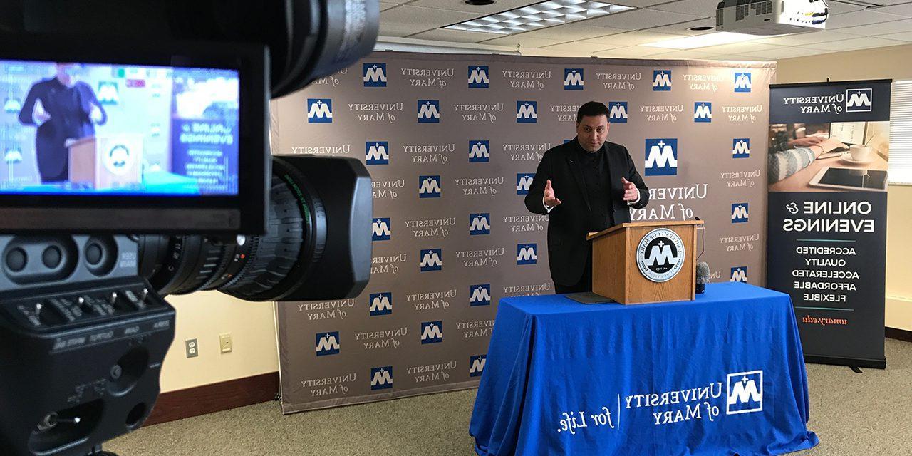 Monsignor Shea Addresses Media at Fargo event